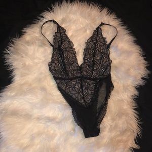 Shear lace teddy bodysuit